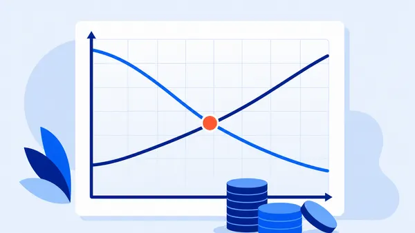 Supply and demand curves crossing on a chart
